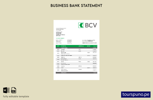 listo para imprimir plantilla de extracto de cuenta de empresa del Banco BCV pla